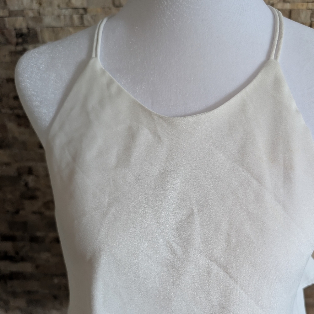 White Going Out Top Halter Tiered Cami Bridal Shower Coastal Cowgirl Y2K L image 2